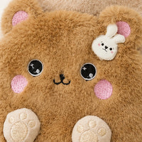 Bouillotte peluche lapin brun 400 ml - gros plan texture