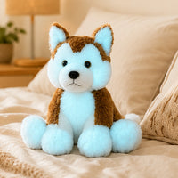 Peluche chiot phosphorescente veilleuse en situation