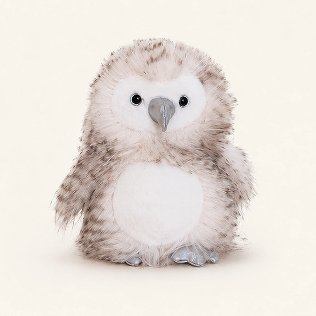 Peluche chouette rayee brun clair - vue de face