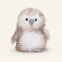 Peluche chouette rayee brun clair - vue de face