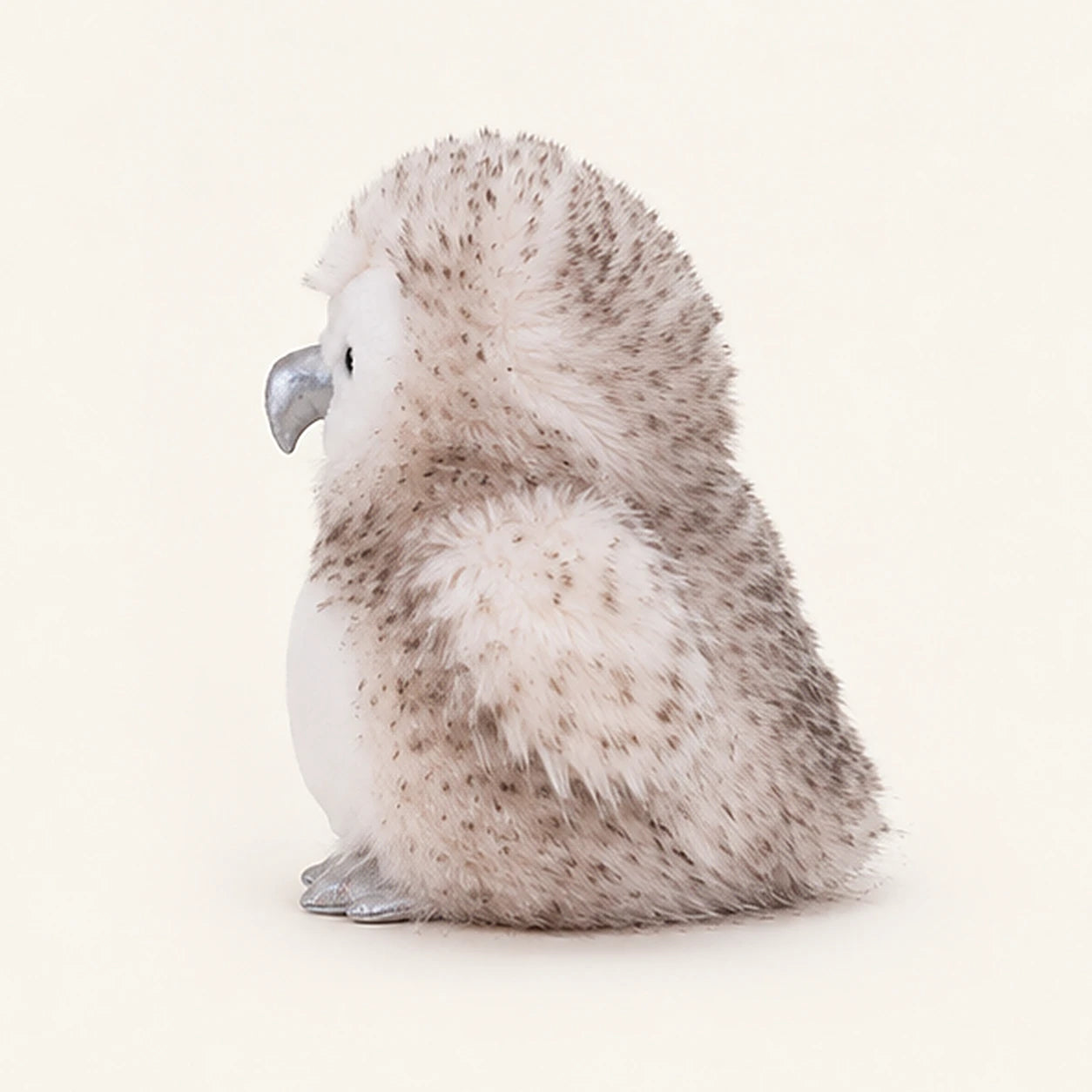 Peluche chouette rayee brun clair - vue de dos