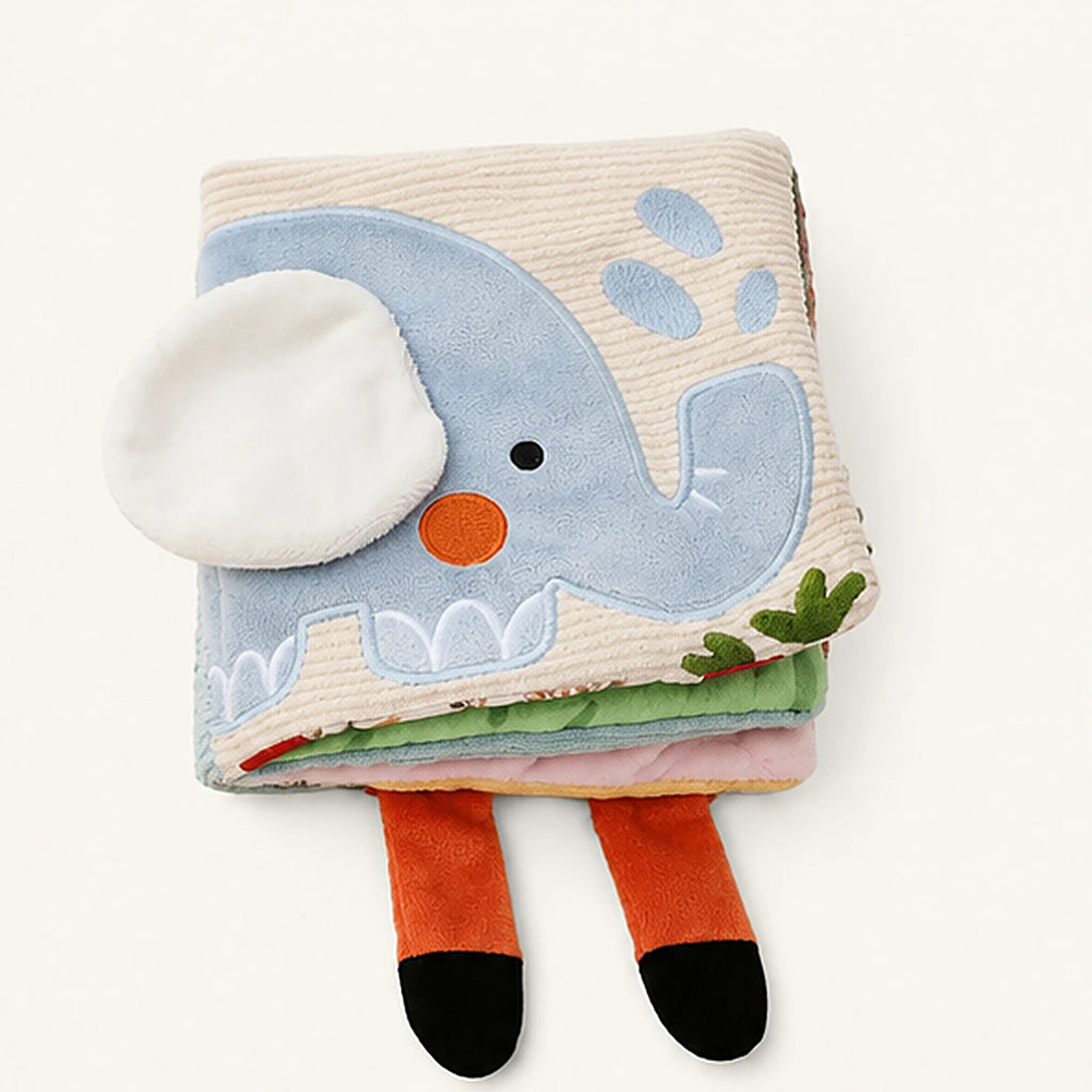 livre d eveil en tissu elephant pour bebe - face