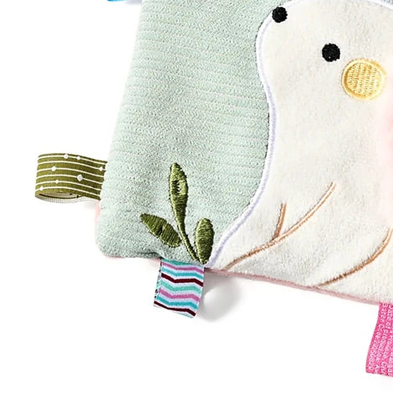 doudou plat lapin avec anneau de dentition - detail