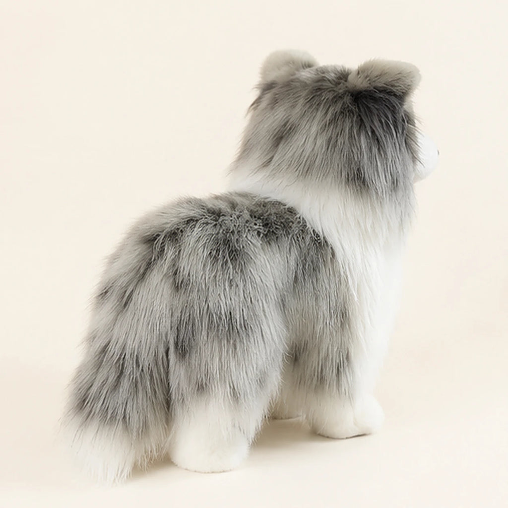 Peluche berger shetland bleu merle realiste 25 cm vue de dos