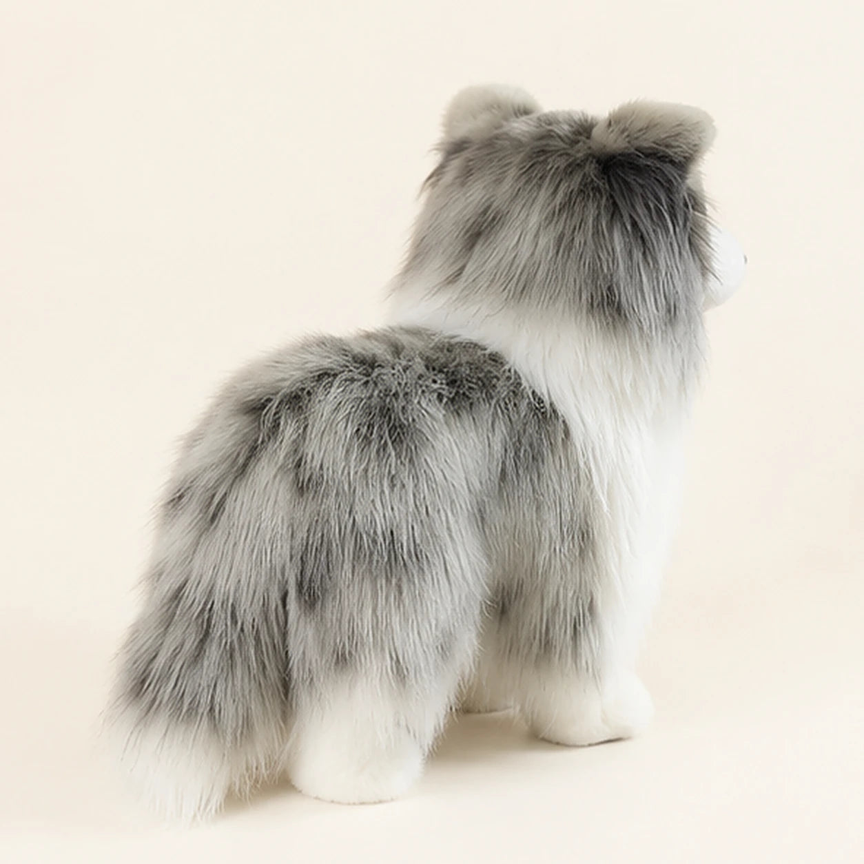 Peluche berger shetland bleu merle realiste 25 cm vue de dos