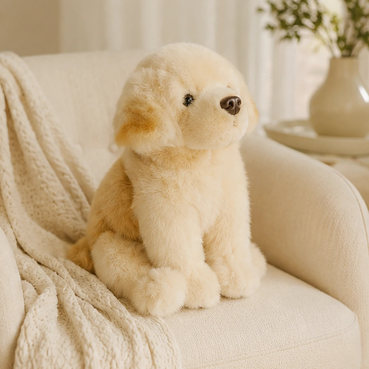 peluche labrador realiste en situation interieur